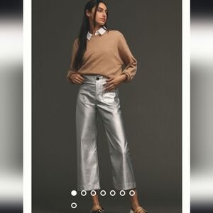 BNWT Anthropologie Maeve Colette Silver Leather Pants